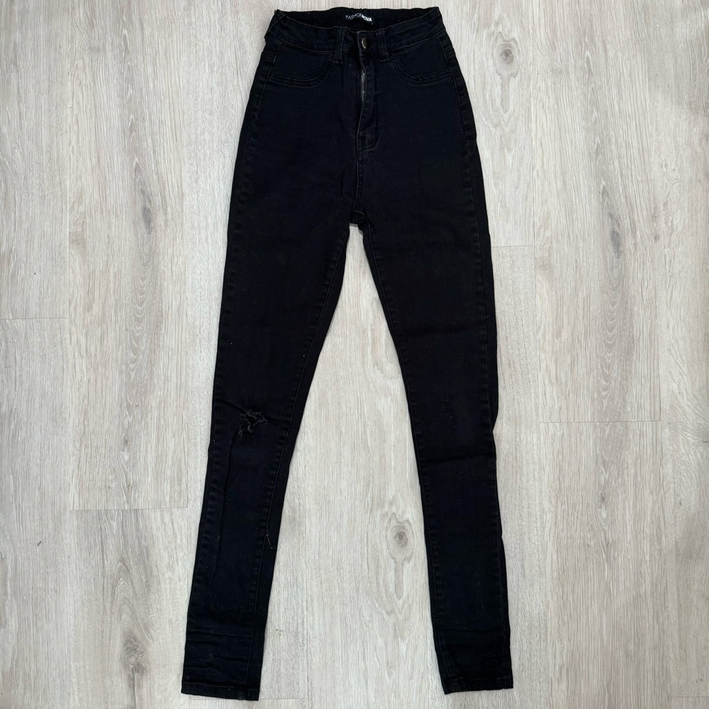 fashion nova black high waisted ripped jeggings skinny denim jeans pants bottom